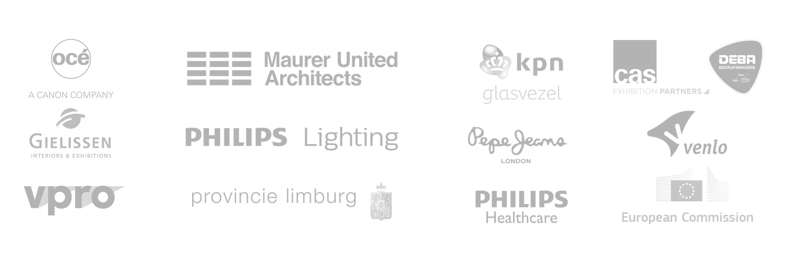 logos van de bedrijven en organisaties waarvoor ik werk